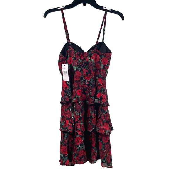 By & By Dress Junior Girls Size XS Floral Sleeveless Sundress Tiered Red NEW - Picture 3 of 7